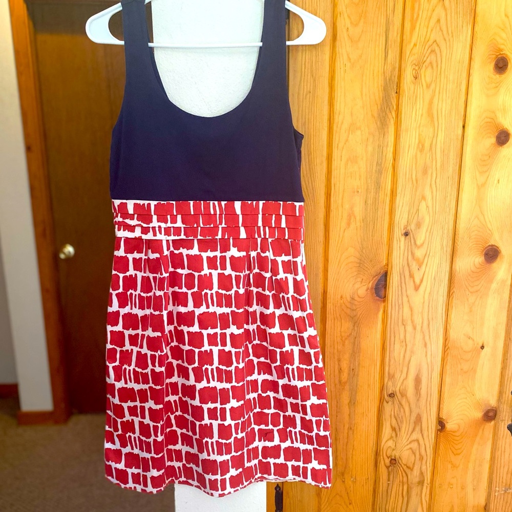 Boden Mini dress, Red, White, Blue with Cummerbund Waist & Pockets! SZ 6